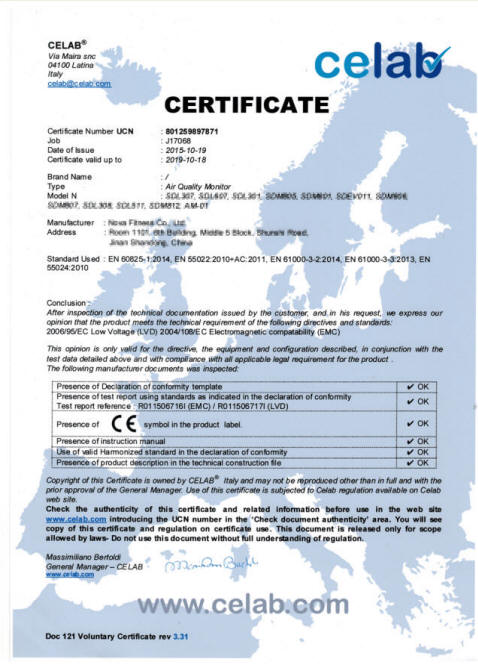 certificato air monitor pm10